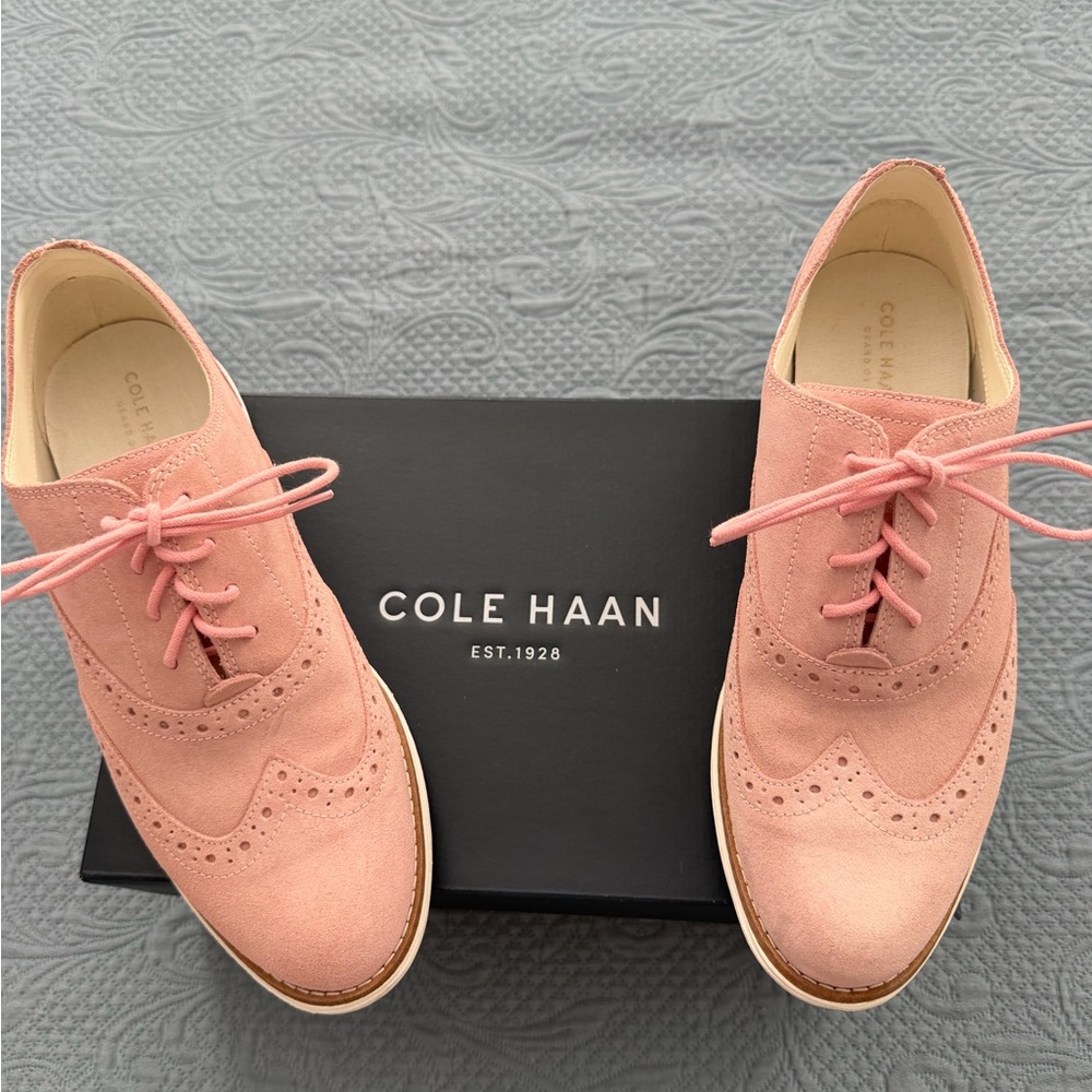 Cole Haan Pink Suede Wingtip Oxfords